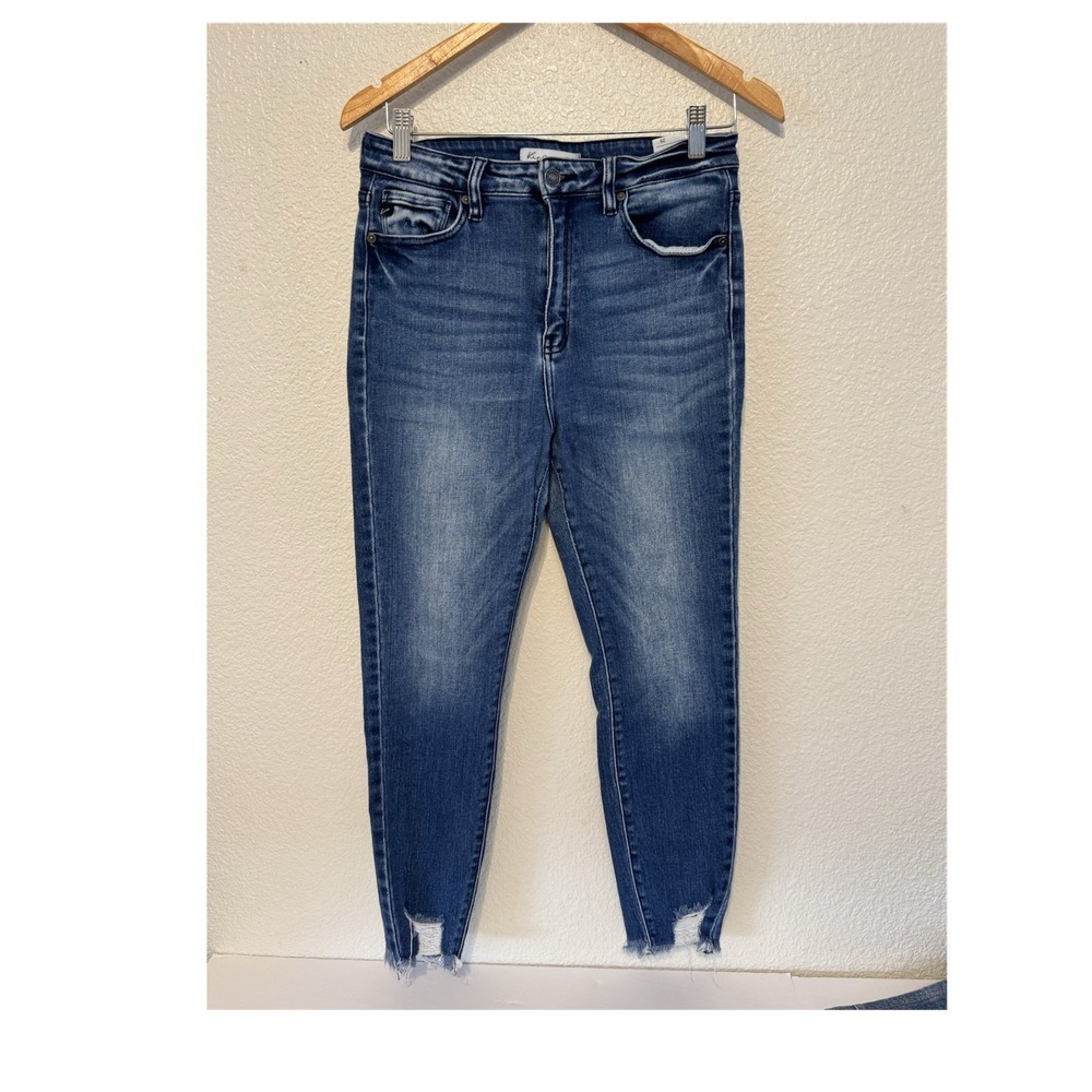 KanCan Women's Blue Denim Medium Wash Skinny Jeans Stretch 5-Pocket Button Mid